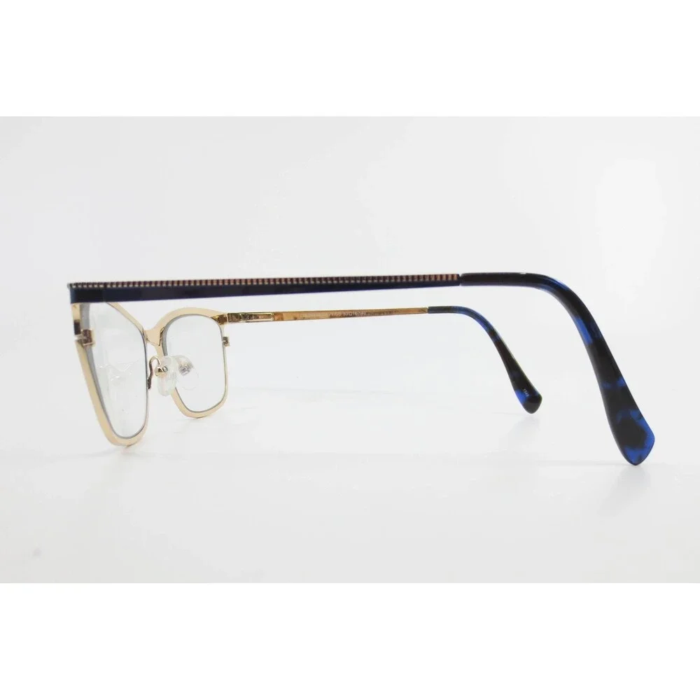 Chelsea Morgan CM 20228 Navy Gold Cat Eye Eyeglasses Frames 53-16-140 Womens